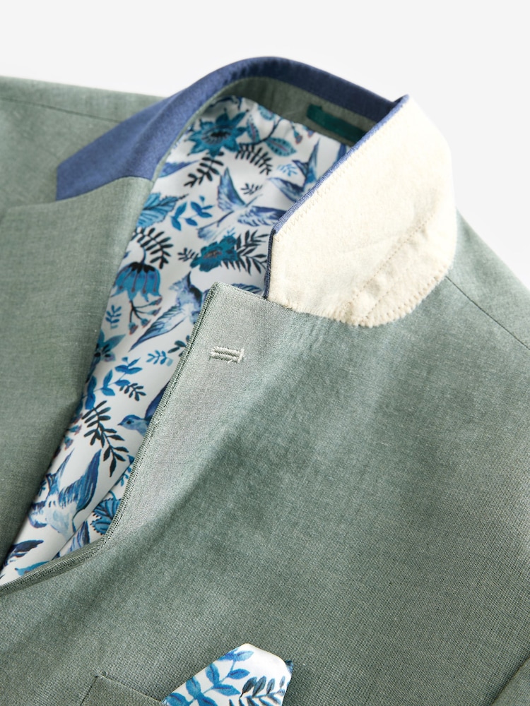 Green Regular Fit Trimmed Suit Jacket - Image 10 of 10