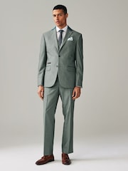 Green Regular Fit Trimmed Suit Jacket - Image 2 of 10