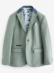 Green Regular Fit Trimmed Suit Jacket - Image 6 of 10