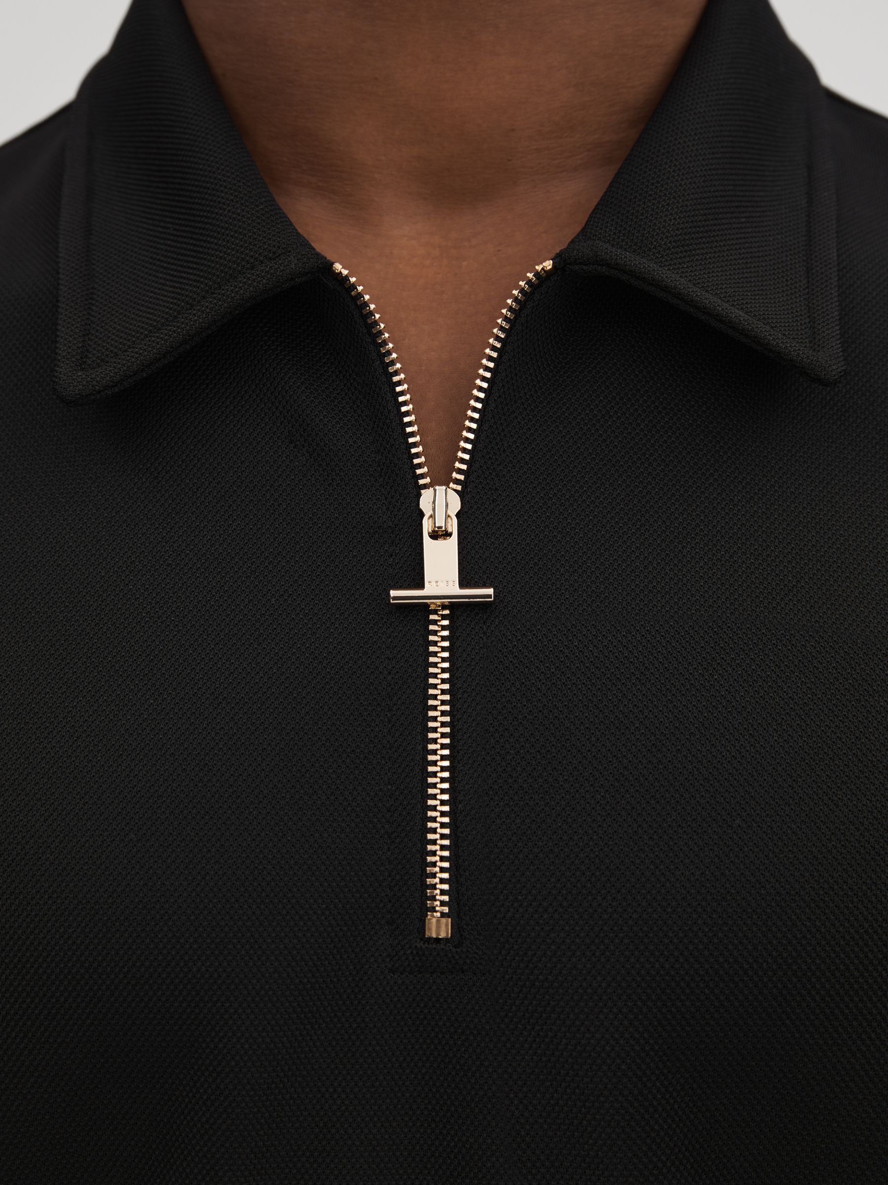 Buy Reiss Black Floyd Slim Fit Half-Zip Polo Shirt from Next USA