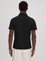 Reiss Black Floyd Slim Fit Half-Zip Polo Shirt - Image 5 of 6