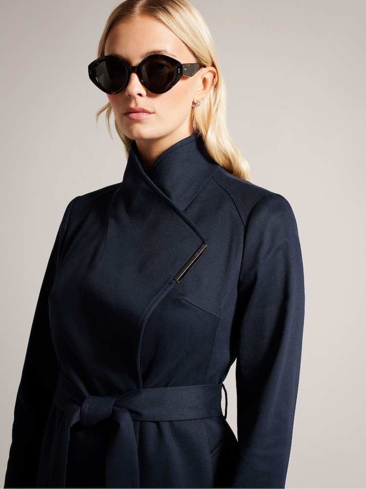 Ted Baker Blue Rosina Midi Length Wrap Trench Coat - Image 1 of 6