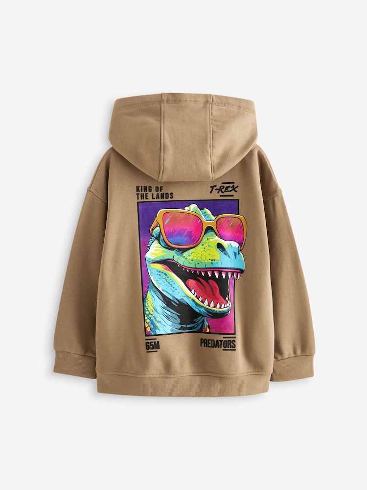 Stone Dino Back Print Graphic Hoodie (3-16yrs) - Image 2 of 3