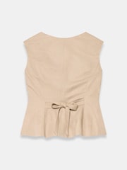 Mint Velvet Brown Linen Blend Peplum Waistcoat - Image 6 of 6