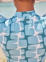 Blue/White Scion at Next Metsa Long Sleeve Rash Shaping Swimsuit - Image 4 of 6