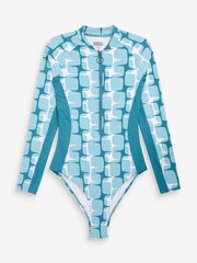 Blue/White Scion at Next Metsa Long Sleeve Rash Shaping Swimsuit - Image 5 of 6