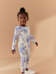 Blue Floral Rib Jersey Leggings (3mths-7yrs) - Image 2 of 6