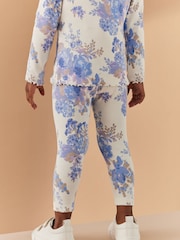 Blue Floral Rib Jersey Leggings (3mths-7yrs) - Image 3 of 6