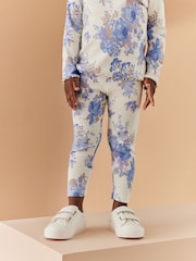 Blue Floral Rib Jersey Leggings (3mths-7yrs) - Image 4 of 6