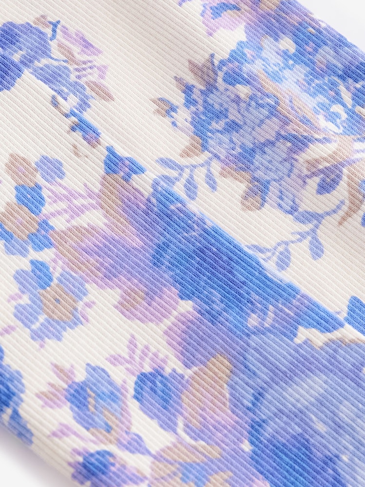 Blue Floral Rib Jersey Leggings (3mths-7yrs) - Image 6 of 6