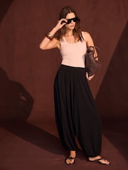 Mint Velvet Brown Jersey Balloon Trousers - Image 1 of 8