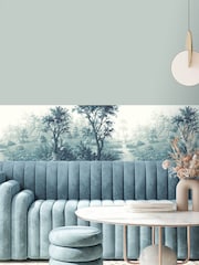 Woodchip & Magnolia Blue Nidra Border Wallpaper - Image 1 of 4