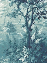 Woodchip & Magnolia Blue Nidra Border Wallpaper - Image 2 of 4