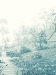 Woodchip & Magnolia Blue Nidra Border Wallpaper - Image 4 of 4