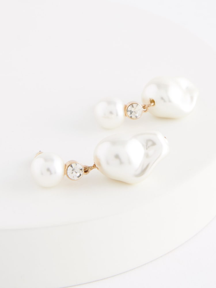 White Pearl Drop Earrings - Image 3 of 3