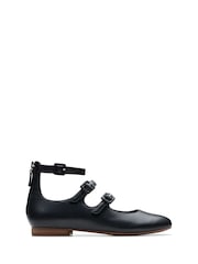 Clarks Black Leather Fawna Strap Shoes - Image 1 of 7