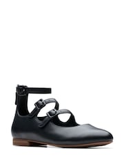 Clarks Black Leather Fawna Strap Shoes - Image 3 of 7