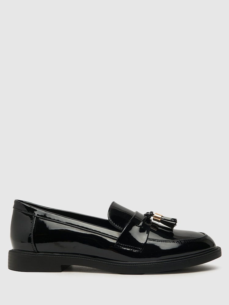 Schuh Lohan Patent Tassel Black Loafers - Image 1 of 4 Schuh Lohan Patent Tassel Black Loafers - Image 1 of 4
