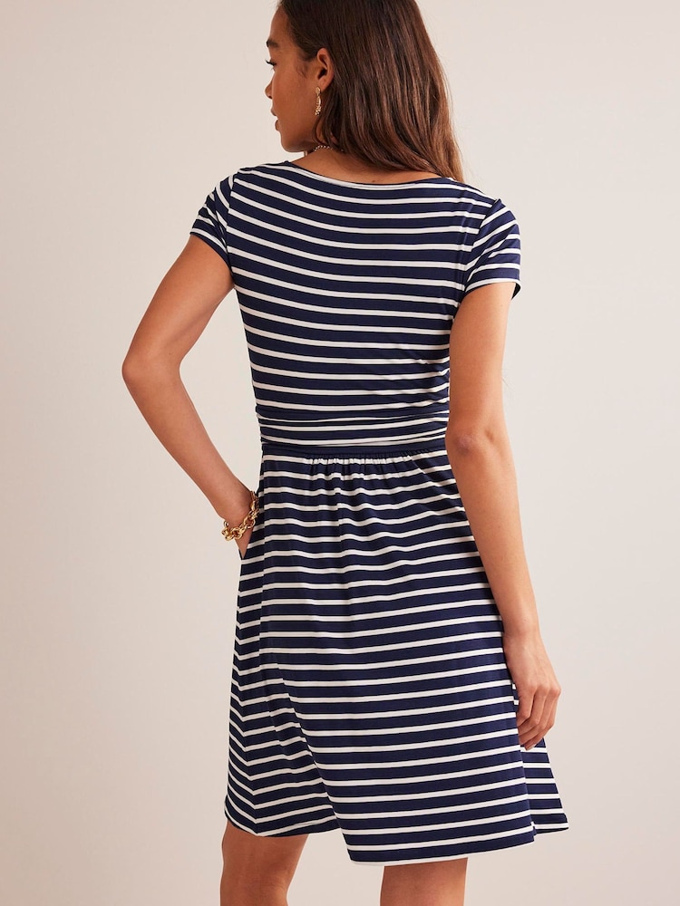 Boden Ivory/Blue Amelie Jersey Dress - Image 2 of 5