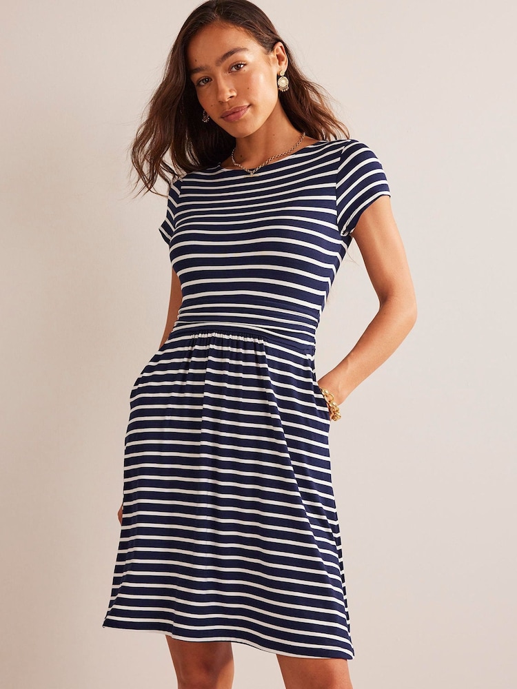 Boden Ivory/Blue Amelie Jersey Dress - Image 3 of 5
