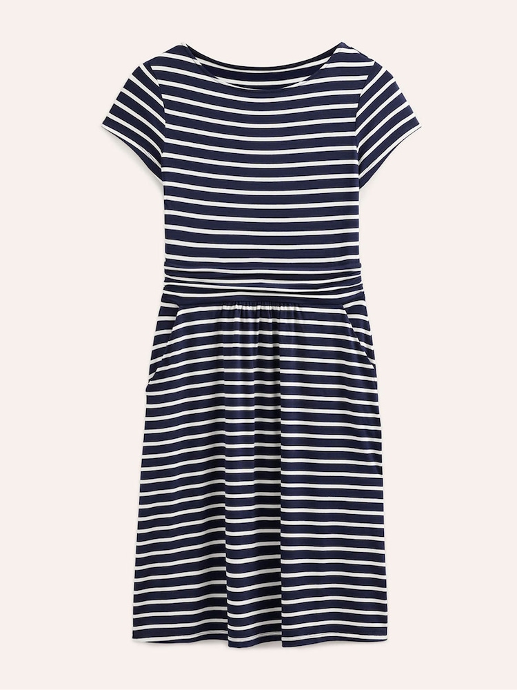 Boden Ivory/Blue Amelie Jersey Dress - Image 5 of 5
