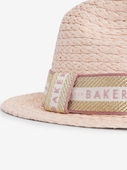 Baker by Ted Baker Girls Pink Trilby Straw Hat - Image 2 of 4