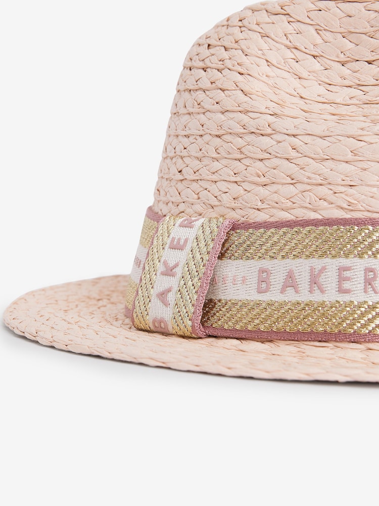 Baker by Ted Baker Girls Pink Trilby Straw Hat - Image 2 of 4