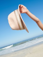 Baker by Ted Baker Girls Pink Trilby Straw Hat - Image 4 of 4