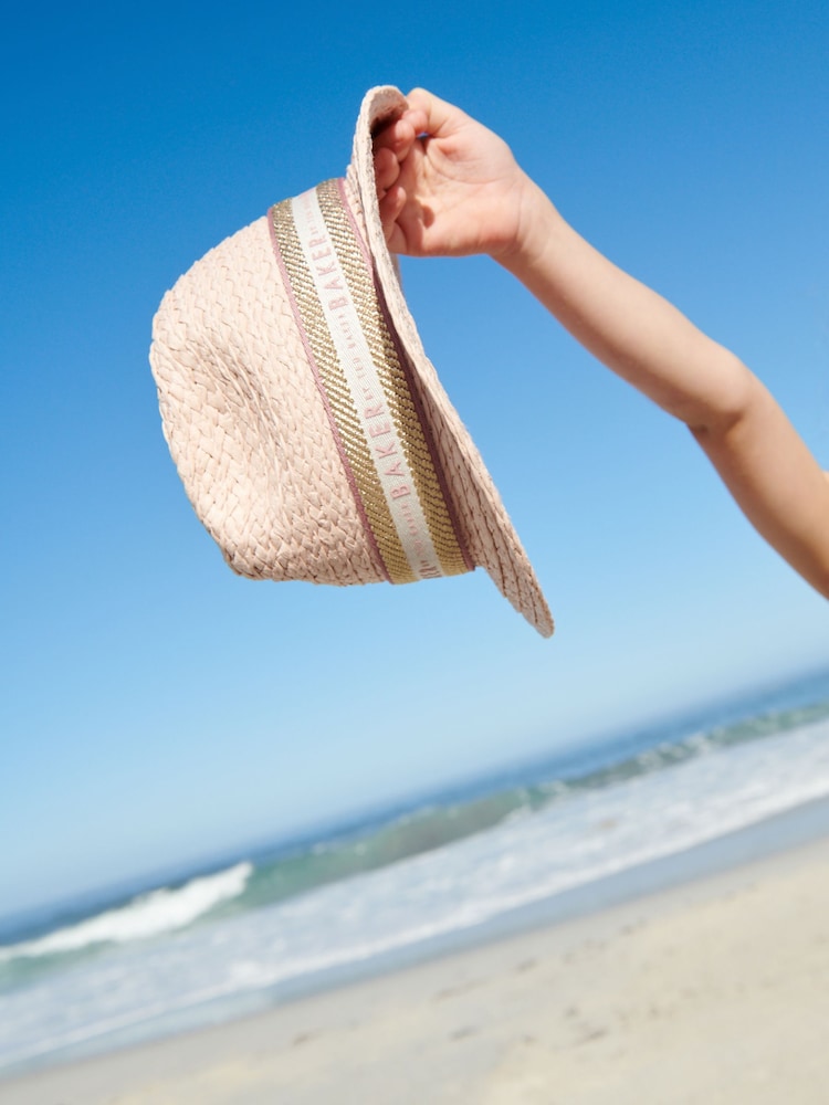 Baker by Ted Baker Girls Pink Trilby Straw Hat - Image 4 of 4