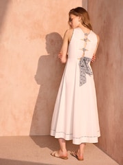 Mint Velvet White Cotton Tie Detail Maxi Dress - Image 1 of 8