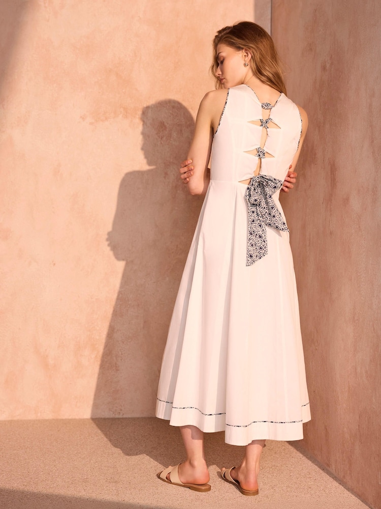 Mint Velvet White Cotton Tie Detail Maxi Dress - Image 1 of 8 Mint Velvet White Cotton Tie Detail Maxi Dress - Image 1 of 8