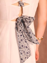 Mint Velvet White Cotton Tie Detail Maxi Dress - Image 6 of 8