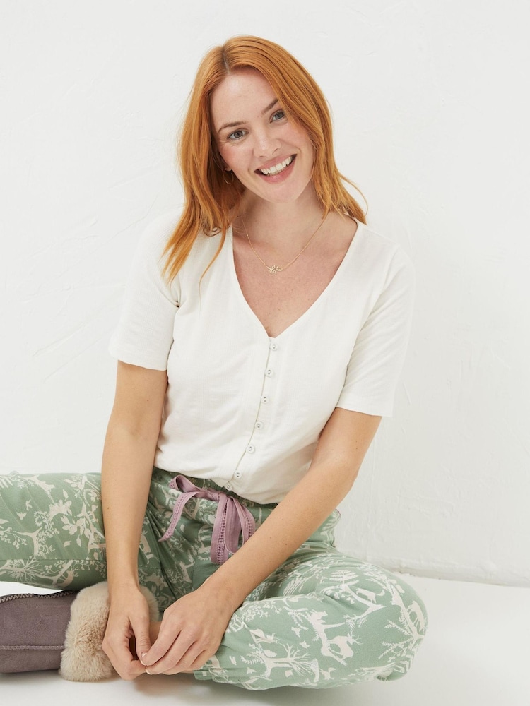 FatFace Natural Olivia Pointelle T-Shirt - Image 1 of 4 FatFace Natural Olivia Pointelle T-Shirt - Image 1 of 4