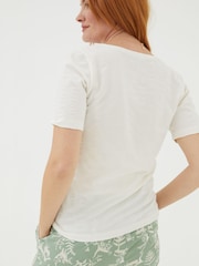 FatFace Natural Olivia Pointelle T-Shirt - Image 2 of 4
