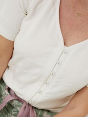 FatFace Natural Olivia Pointelle T-Shirt - Image 3 of 4