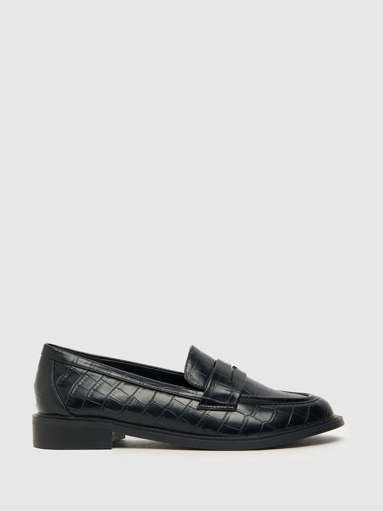 Mocasines negros de efecto cocodrilo Lexa de Schuh - Imagen 1 de 4 Mocasines negros de efecto cocodrilo Lexa de Schuh - Imagen 1 de 4