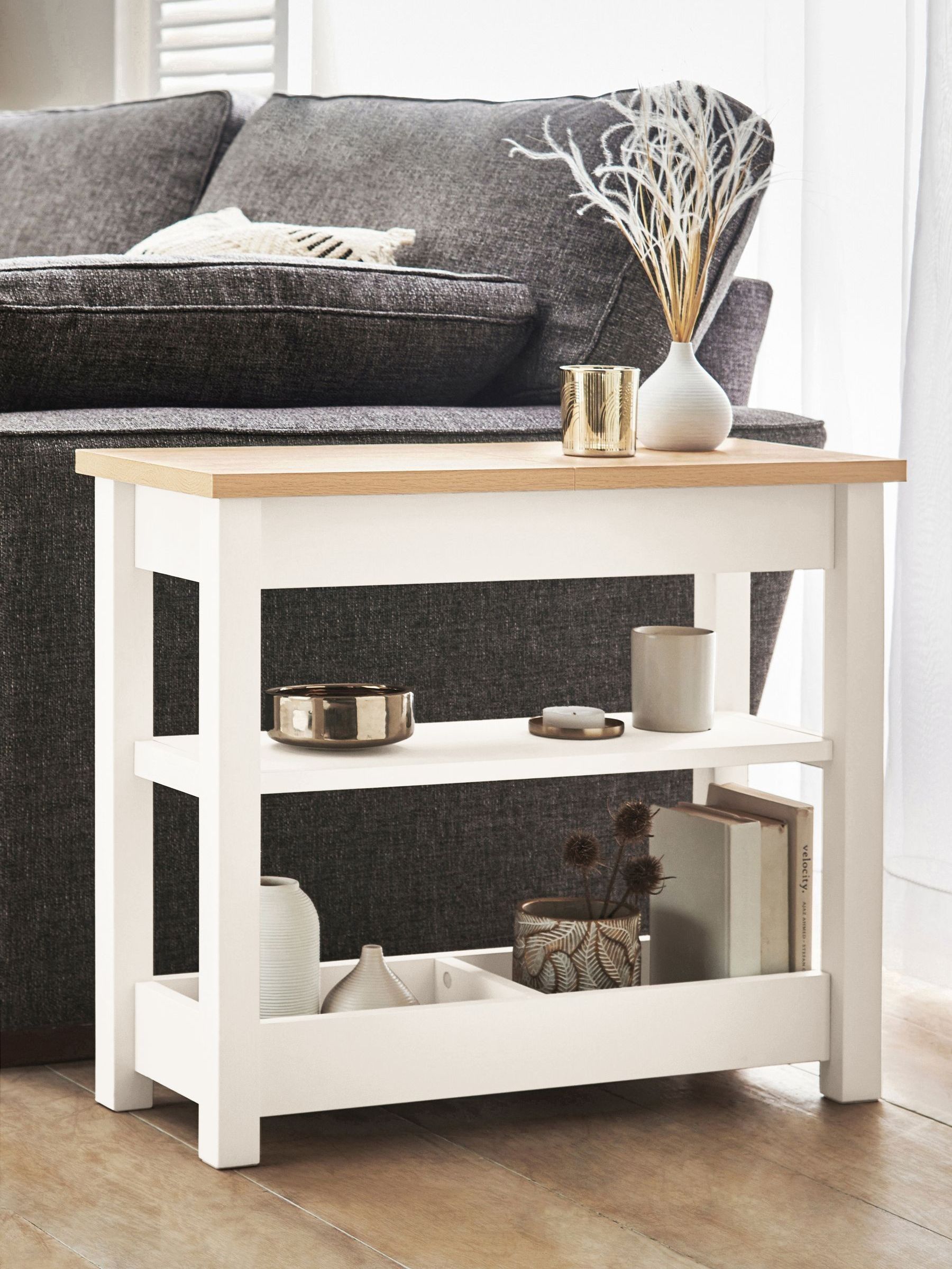 White sofa side table discount