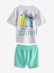 Lilac Purple/Green Lilo & Stitch Short Sleeve 100% Cotton T-Shirt and Shorts Set (3mths-8yrs) - Image 7 of 8