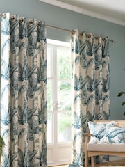 Fusion Green Cadiz Eyelet 100% Cotton Curtains - Image 1 of 4