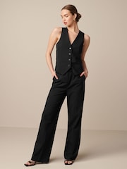 Black Tailored Stretch Wide Leg Trousers - Image 2 of 6