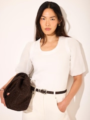 Mint Velvet White Cotton Puff Sleeve Top - Image 3 of 8