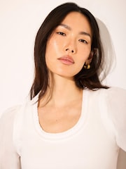 Mint Velvet White Cotton Puff Sleeve Top - Image 6 of 8
