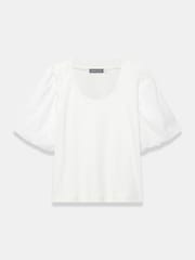 Mint Velvet White Cotton Puff Sleeve Top - Image 7 of 8