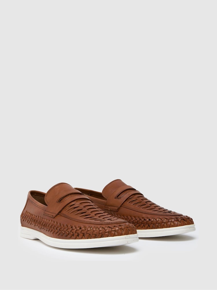 Schuh Rees Woven Brown Loafers - Image 2 of 4