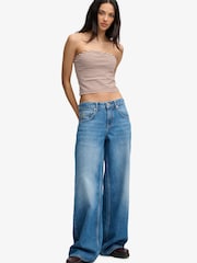Superdry Brown Athletic Essentials Stripe Jersey Bandeau Top - Image 5 of 7