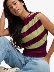 Superdry Purple Deep Rib Stripe Bardot Top - Image 3 of 7
