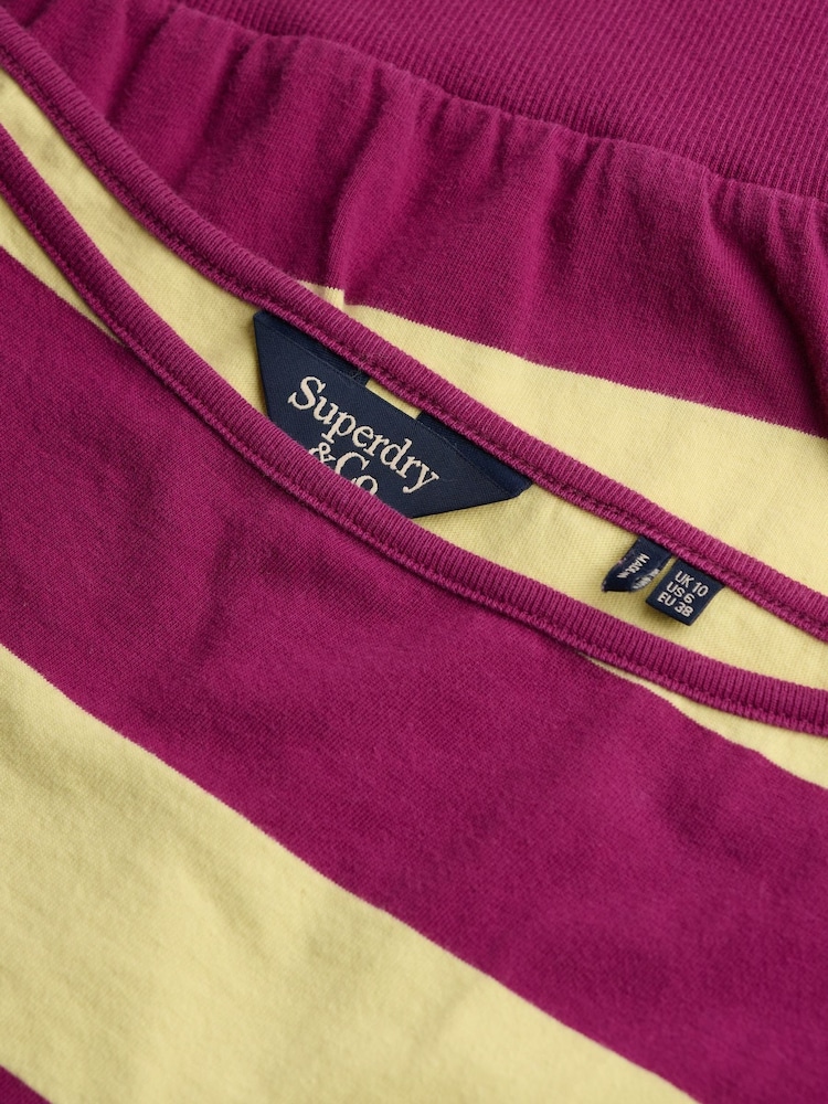 Superdry Purple Deep Rib Stripe Bardot Top - Image 7 of 7