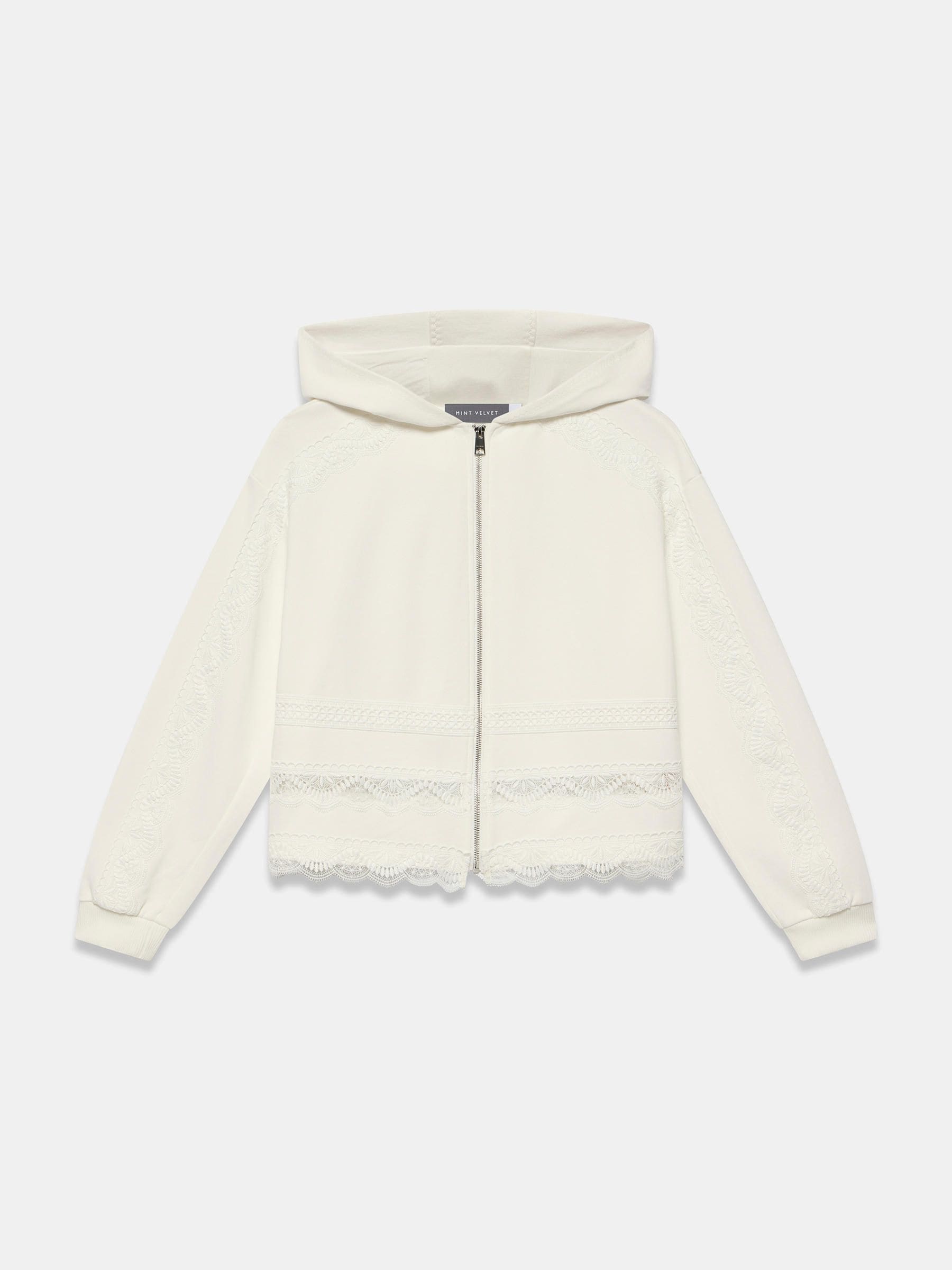Buy Mint Velvet White Cotton Lace Hoodie from the Next UK online shop