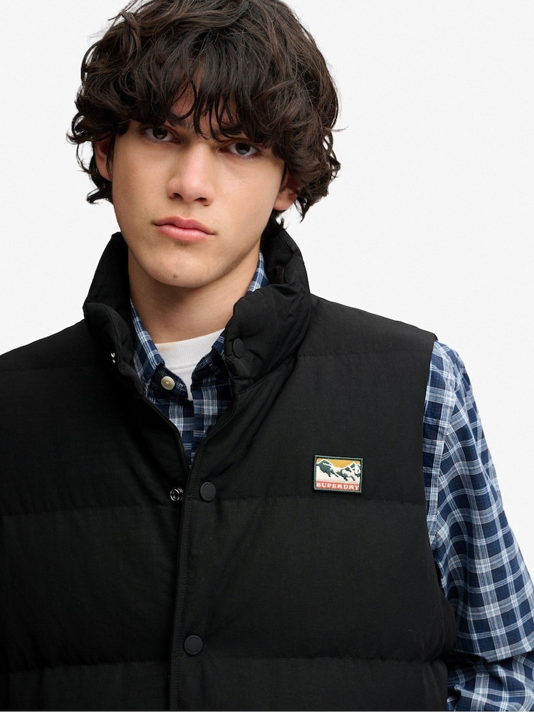 Superdry Black Non Hood Short Everest Gilet - Image 7 of 7