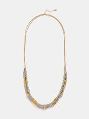 Mint Velvet Silver Tone Mixed Metal Layered Necklace - Image 2 of 4